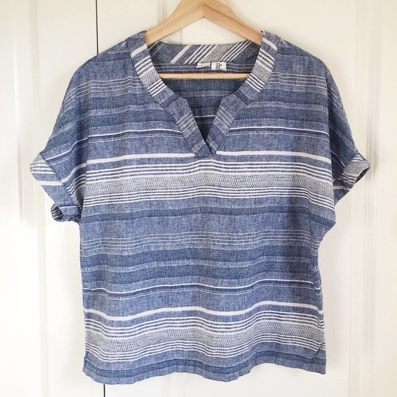 Artisan NY Striped Boxy Linen Dolman Sleeve Top Blouse M - Picture 1 of 5